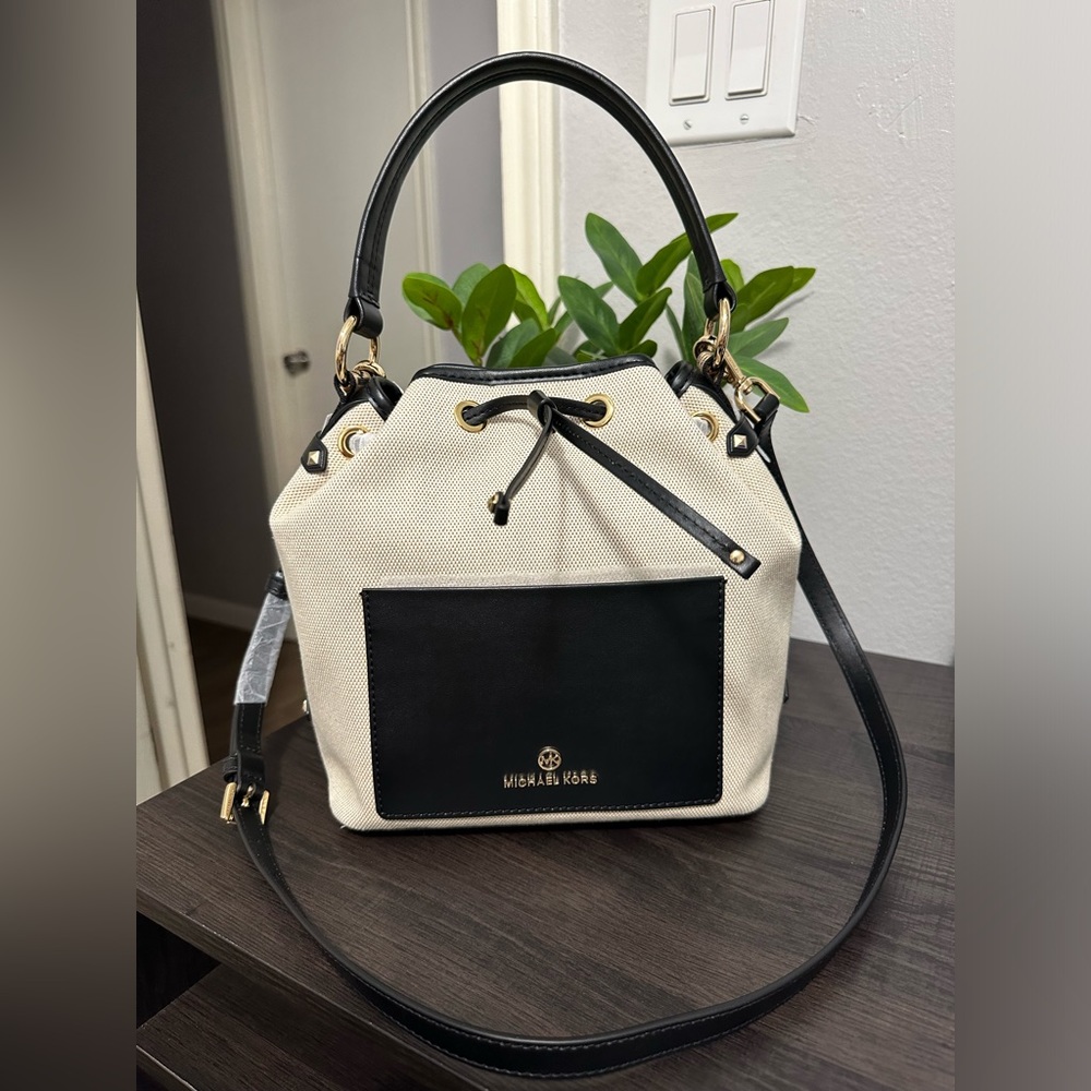 Michael Kors Maeve Medium Canvas Bucket Bag